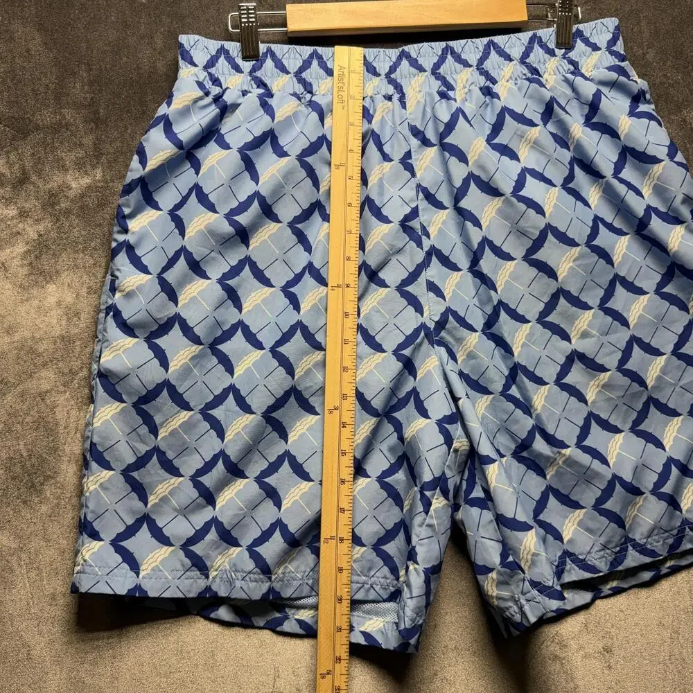 Puma Shorts Mens XL Blue Swim Mesh Lined Umbrella Print Drawstring Pockets
